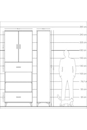 Arges Dolap 5 Raflı 2 Çekmeceli 2 Kapaklı 88x30x243 Çam-Çam