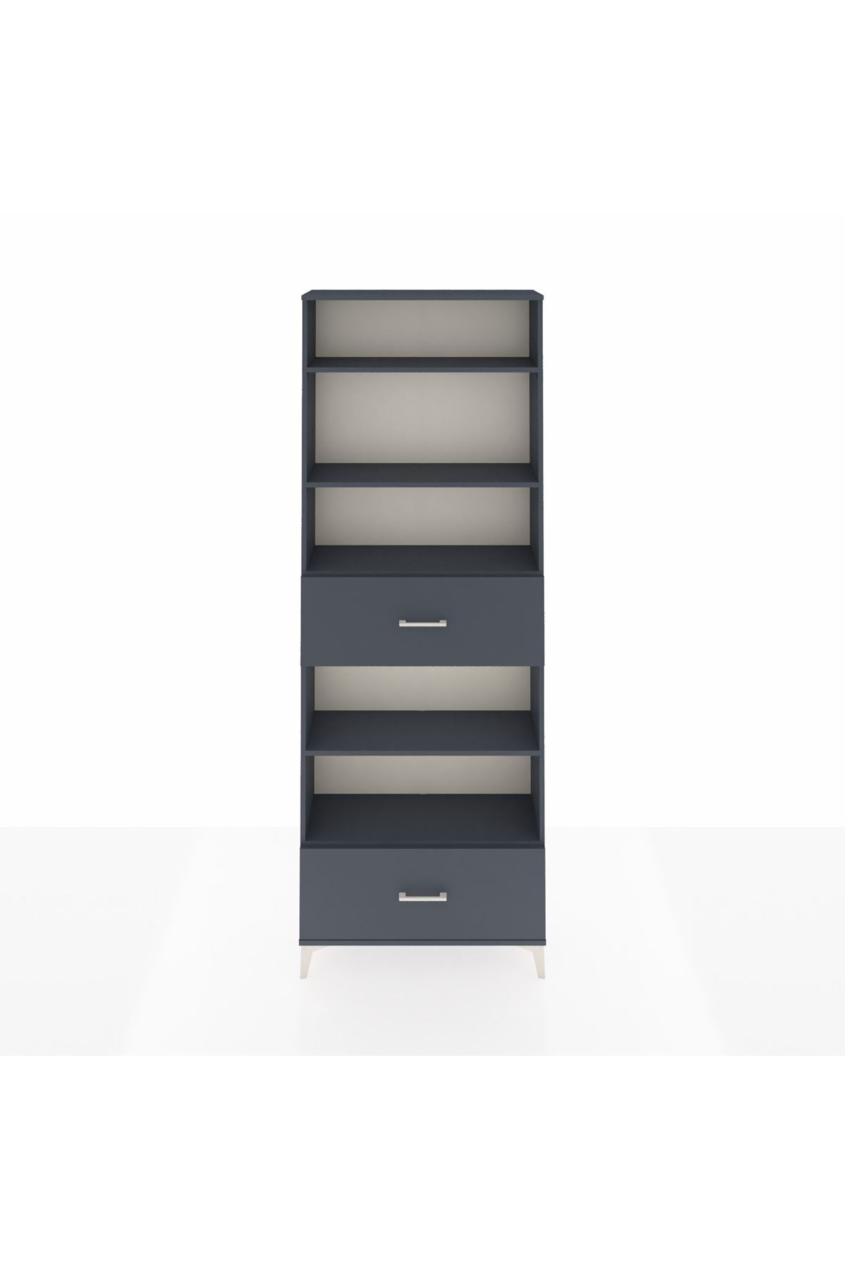Arges Dolap 5 Raflı 2 Çekmeceli 88x30x243 Antrasit-Antrasit