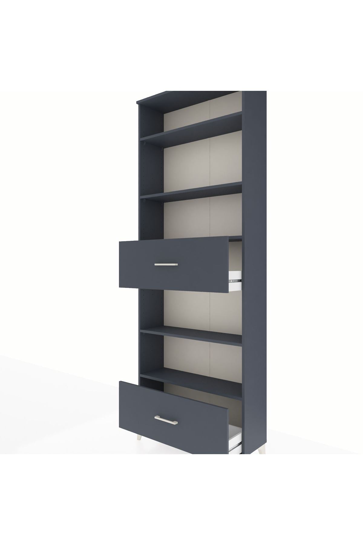 Arges Dolap 5 Raflı 2 Çekmeceli 88x30x243 Antrasit-Antrasit