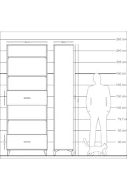 Arges Dolap 5 Raflı 2 Çekmeceli 88x30x243 Antrasit-Antrasit