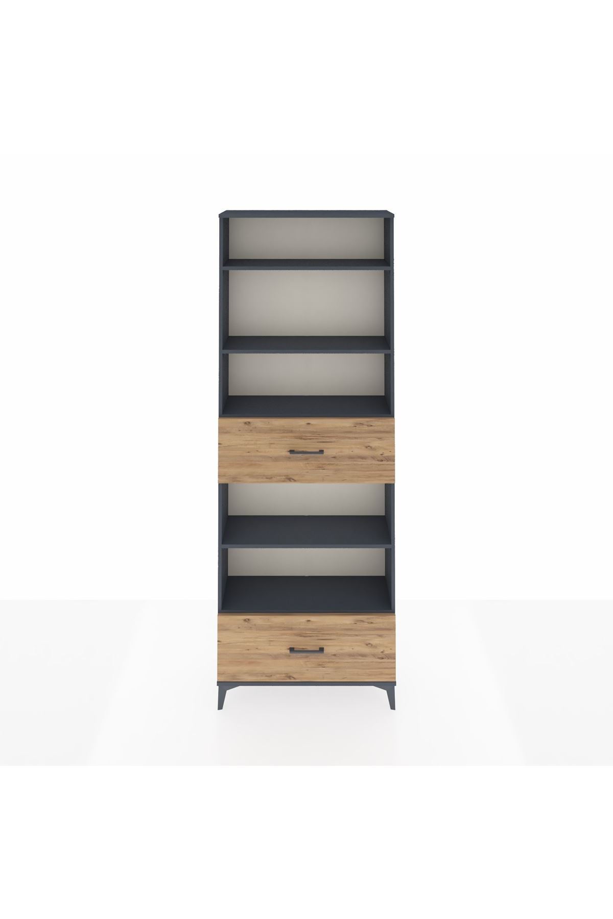Arges Dolap 5 Raflı 2 Çekmeceli 88x30x243 Antrasit-Çam