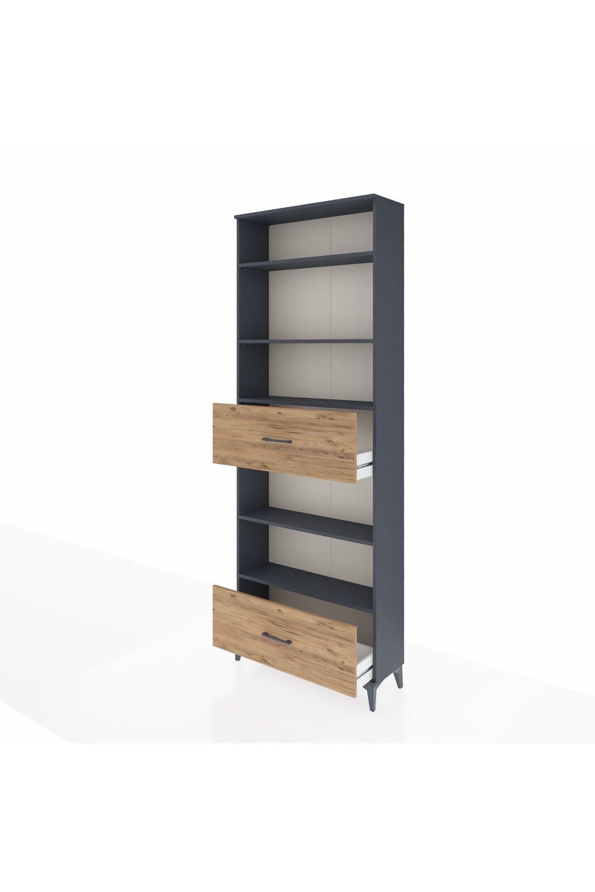 Arges Dolap 5 Raflı 2 Çekmeceli 88x30x243 Antrasit-Çam