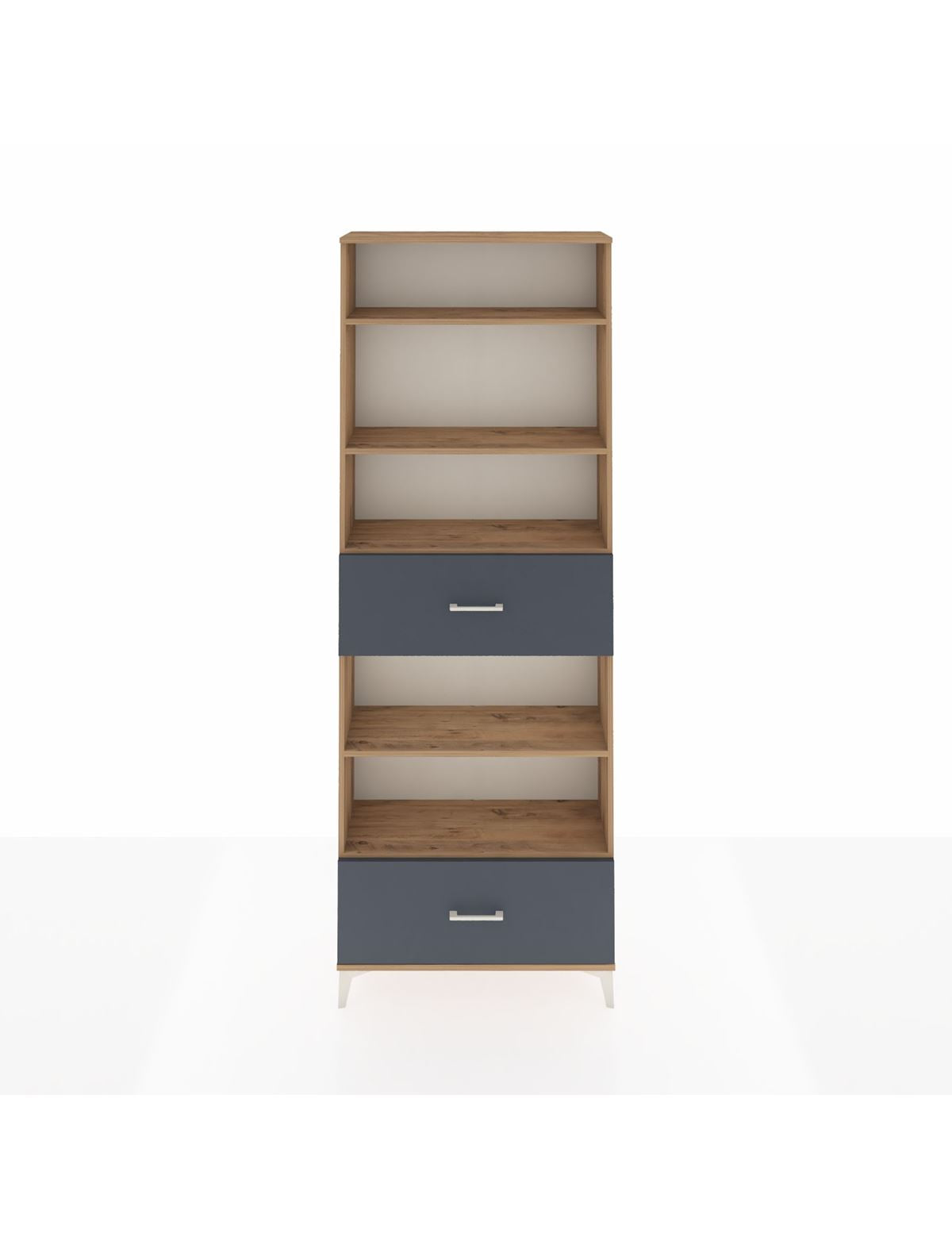 Arges Dolap 5 Raflı 2 Çekmeceli 88x30x243 Çam-Antrasit