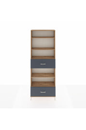 Arges Dolap 5 Raflı 2 Çekmeceli 88x30x243 Çam-Antrasit