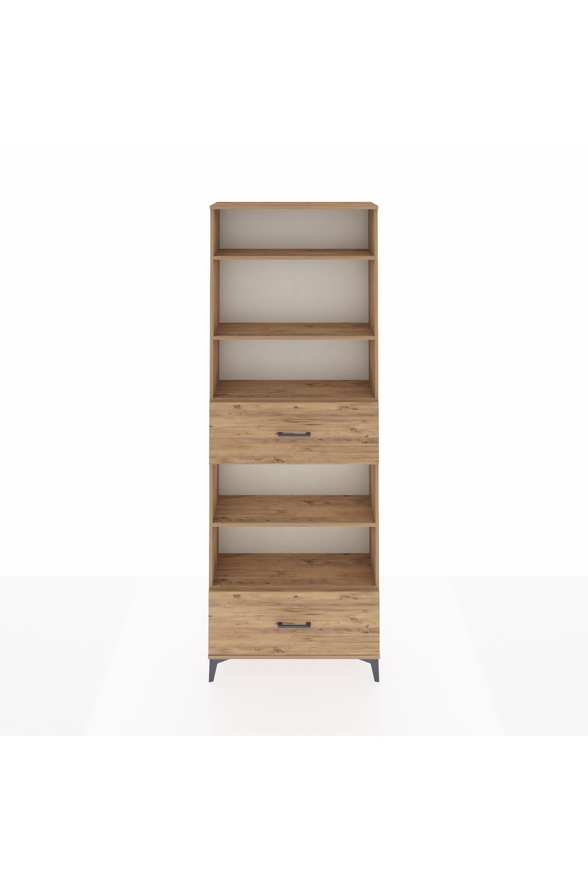 Arges Dolap 5 Raflı 2 Çekmeceli 88x30x243 Çam-Çam