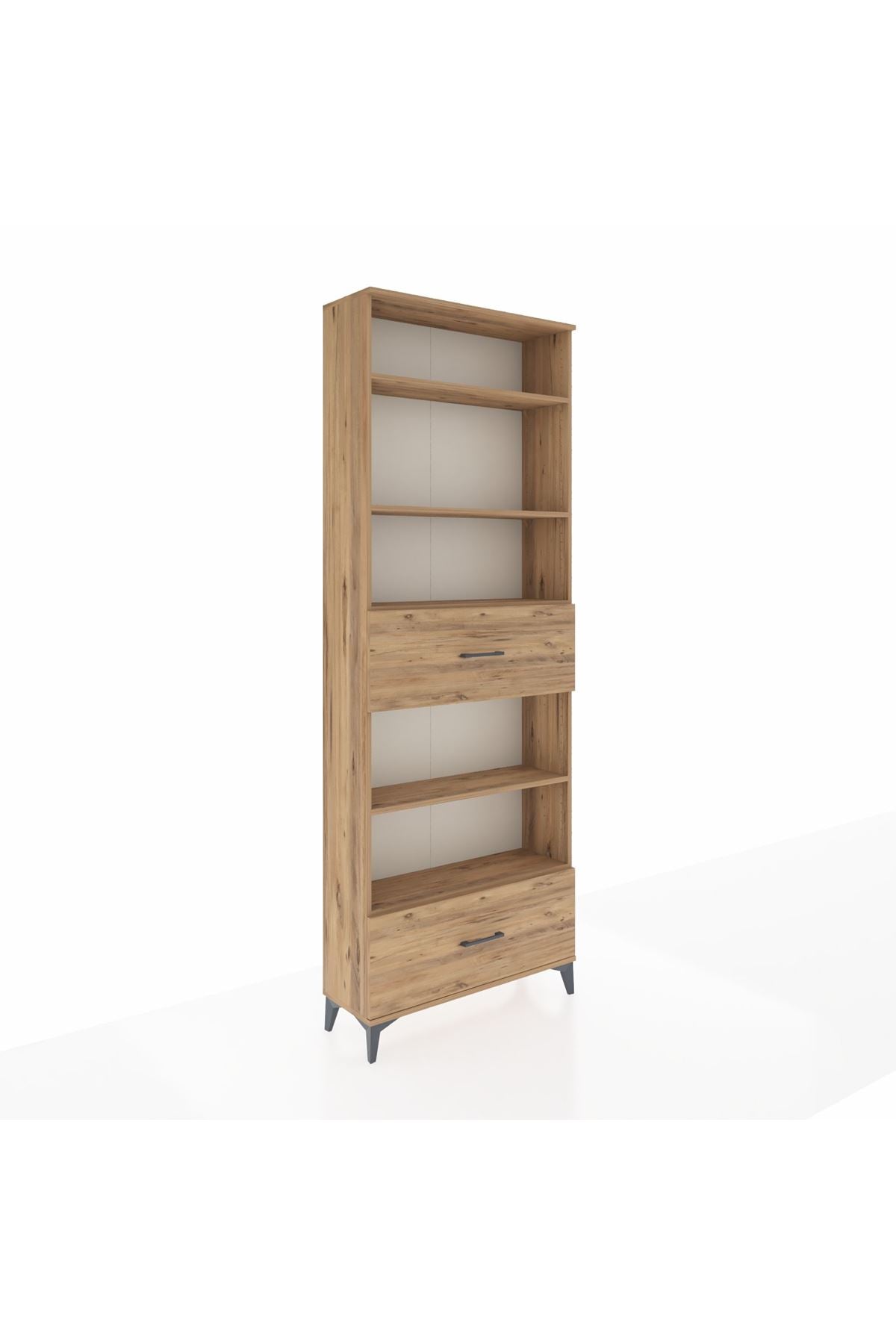 Arges Dolap 5 Raflı 2 Çekmeceli 88x30x243 Çam-Çam