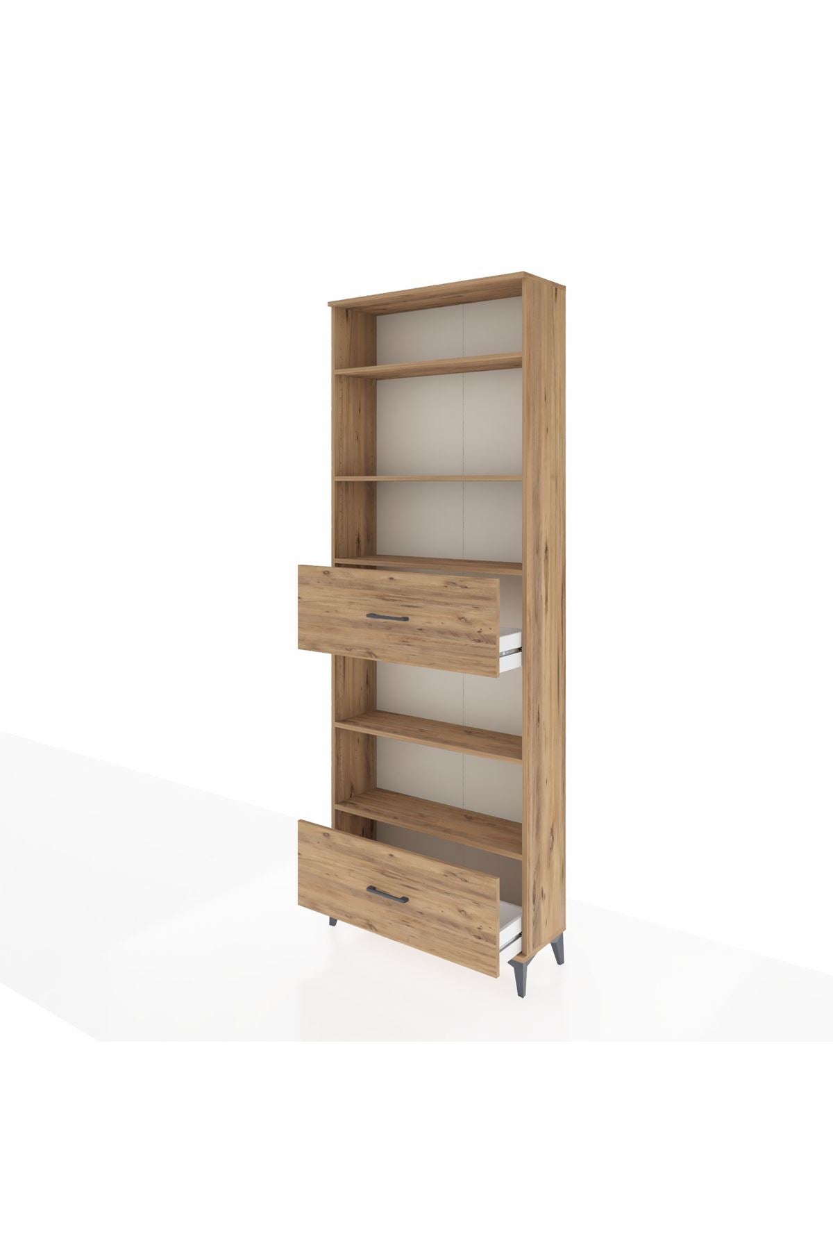 Arges Dolap 5 Raflı 2 Çekmeceli 88x30x243 Çam-Çam