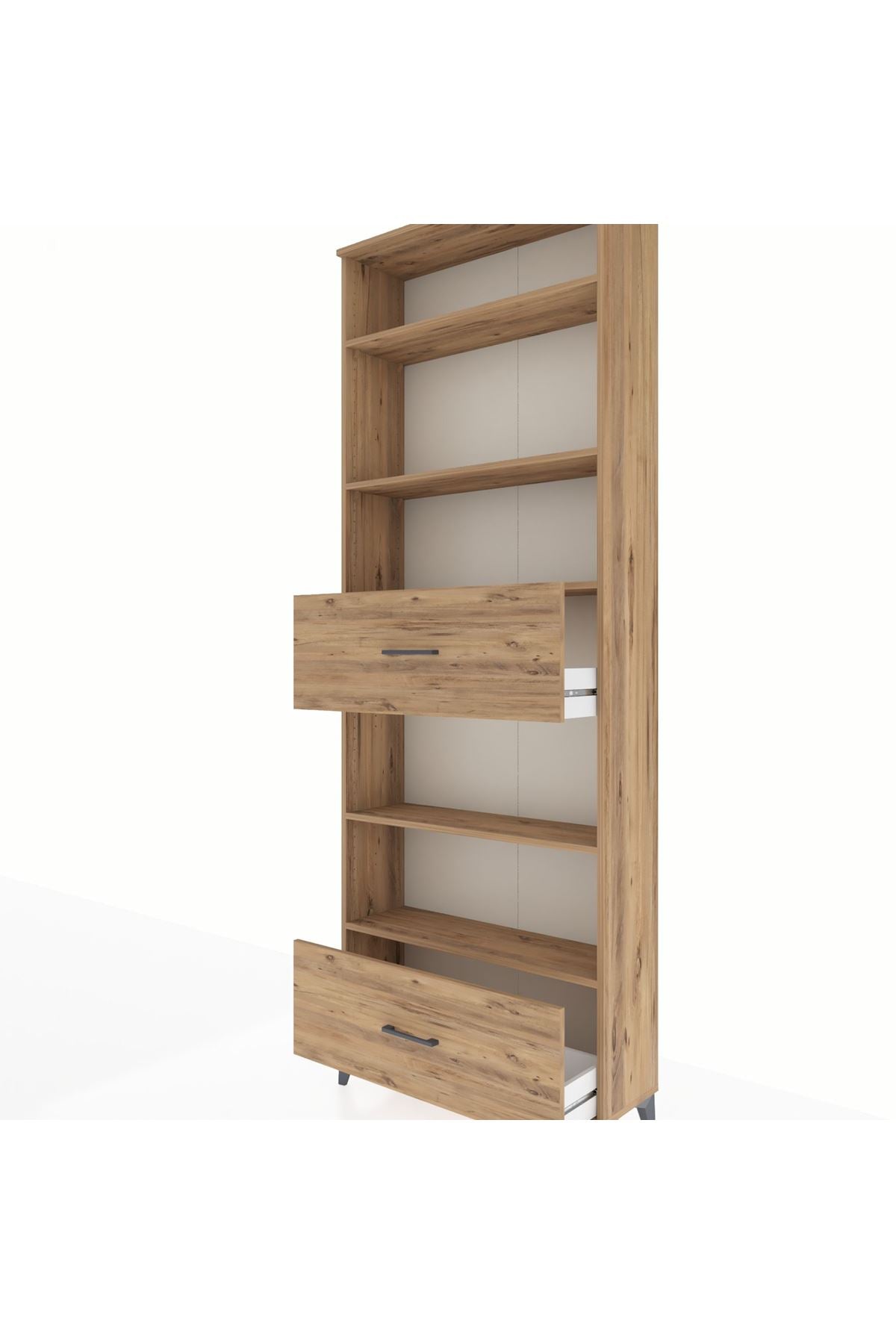 Arges Dolap 5 Raflı 2 Çekmeceli 88x30x243 Çam-Çam