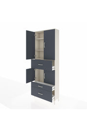 Arges Dolap 4 Raflı 3 Çekmeceli 4 Kapaklı 88x30x243 Aytaşı-Antrasit