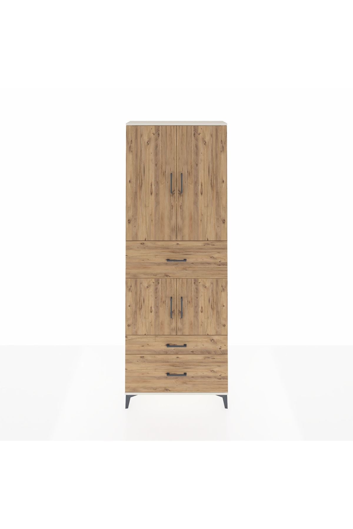 Arges Dolap 4 Raflı 3 Çekmeceli 4 Kapaklı 88x30x243 Aytaşı-Çam