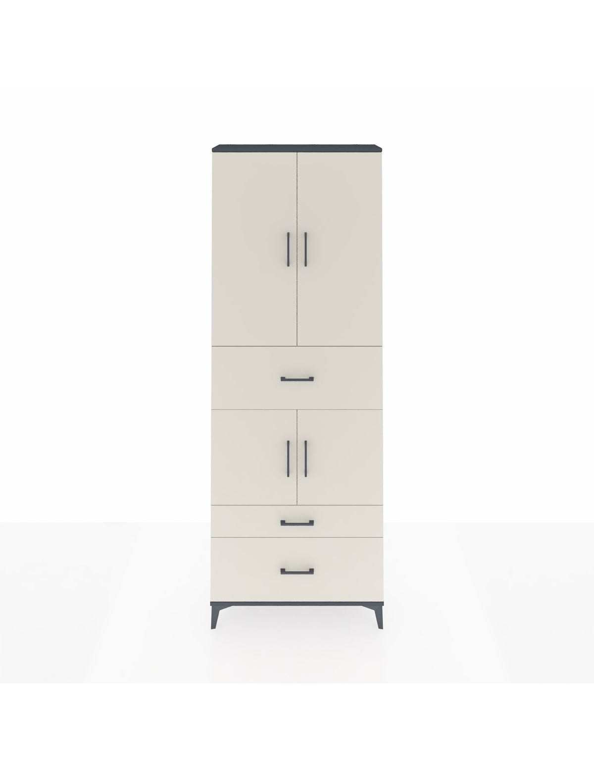 Arges Dolap 4 Raflı 3 Çekmeceli 4 Kapaklı 88x30x243 Antrasit-Aytaşı