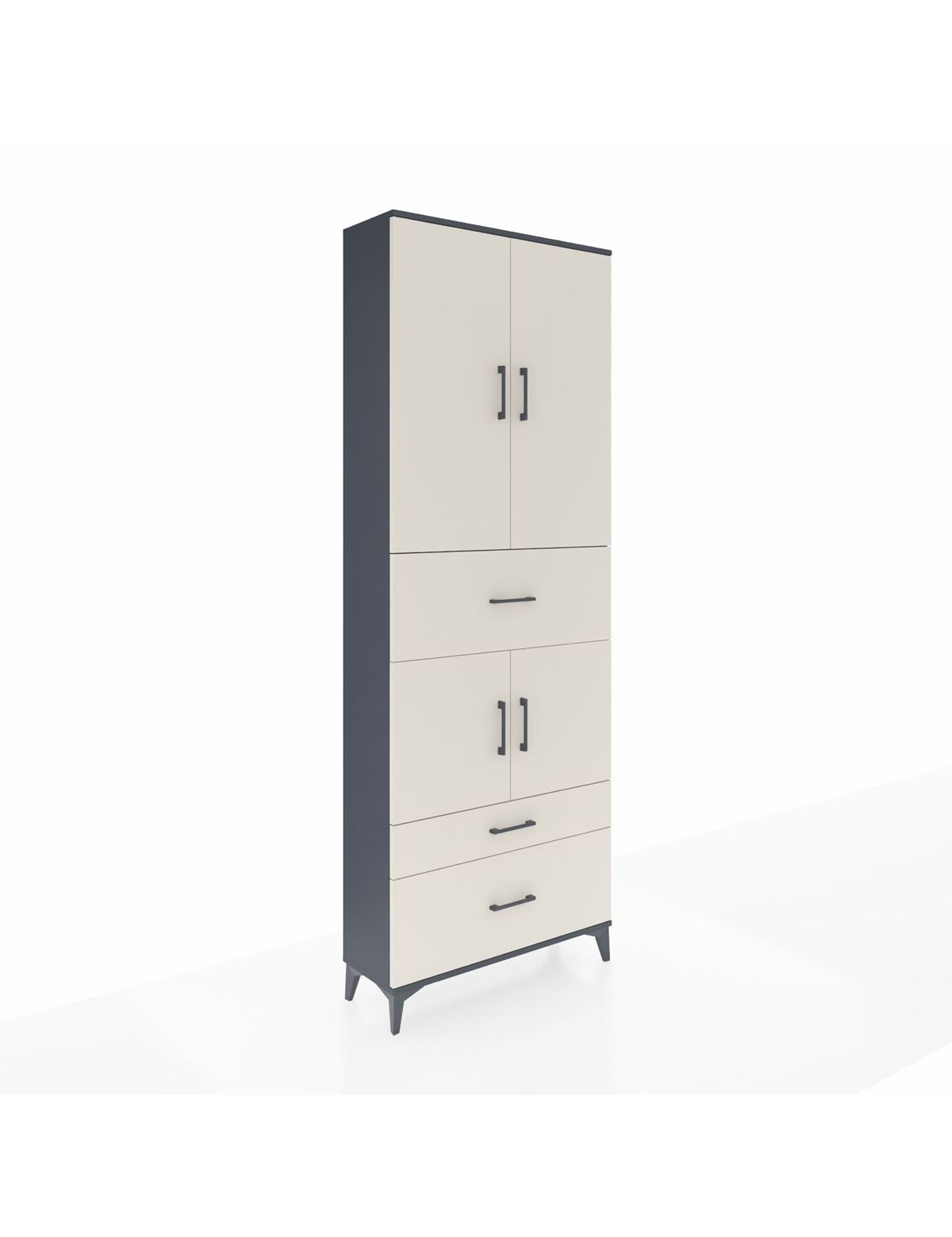 Arges Dolap 4 Raflı 3 Çekmeceli 4 Kapaklı 88x30x243 Antrasit-Aytaşı