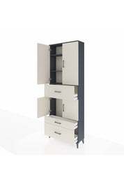Arges Dolap 4 Raflı 3 Çekmeceli 4 Kapaklı 88x30x243 Antrasit-Aytaşı