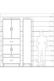 Arges Dolap 4 Raflı 3 Çekmeceli 4 Kapaklı 88x30x243 Antrasit-Aytaşı