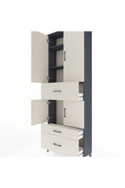 Arges Dolap 4 Raflı 3 Çekmeceli 4 Kapaklı 88x30x243 Antrasit-Aytaşı