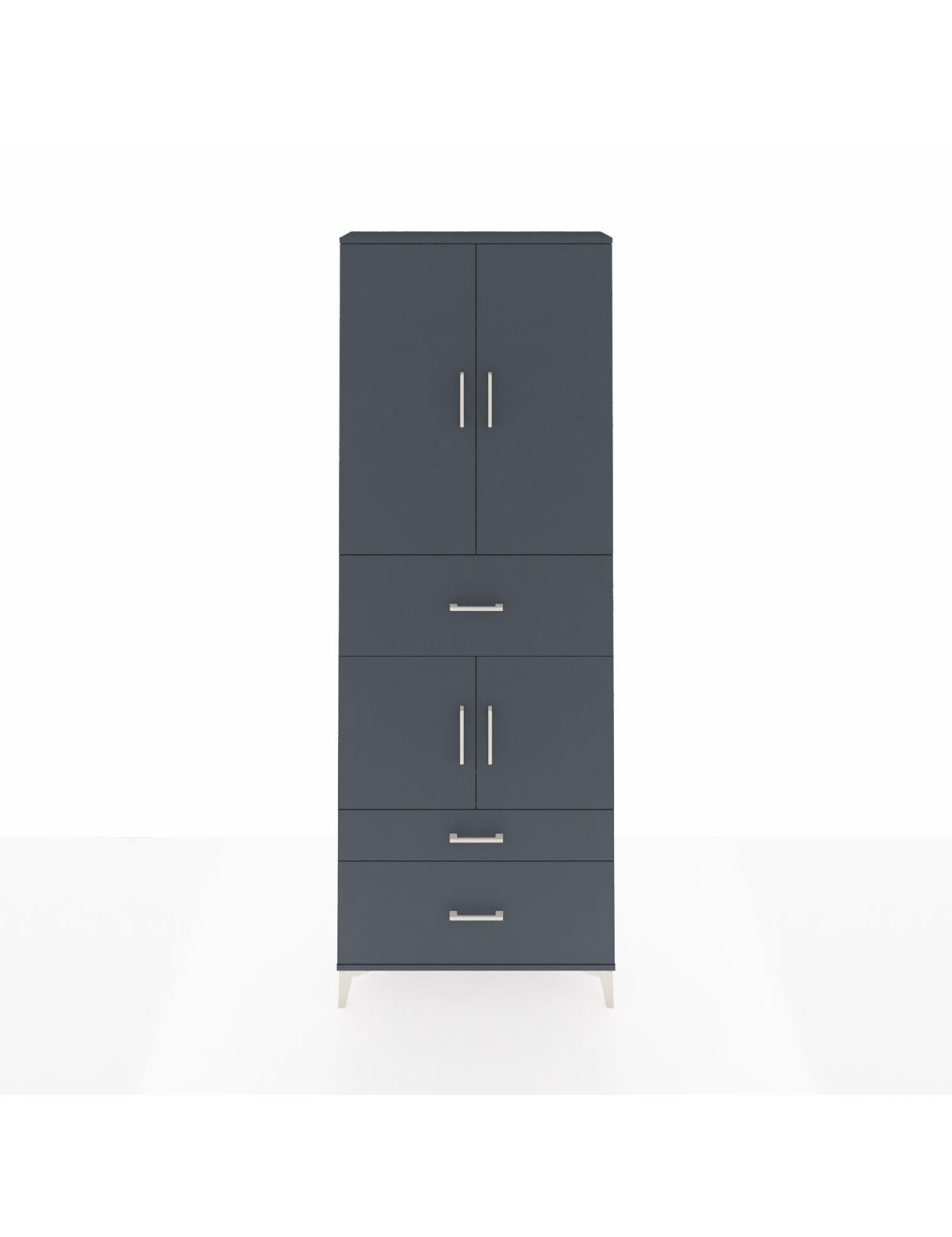 Arges Dolap 4 Raflı 3 Çekmeceli 4 Kapaklı 88x30x243 Antrasit-Antrasit