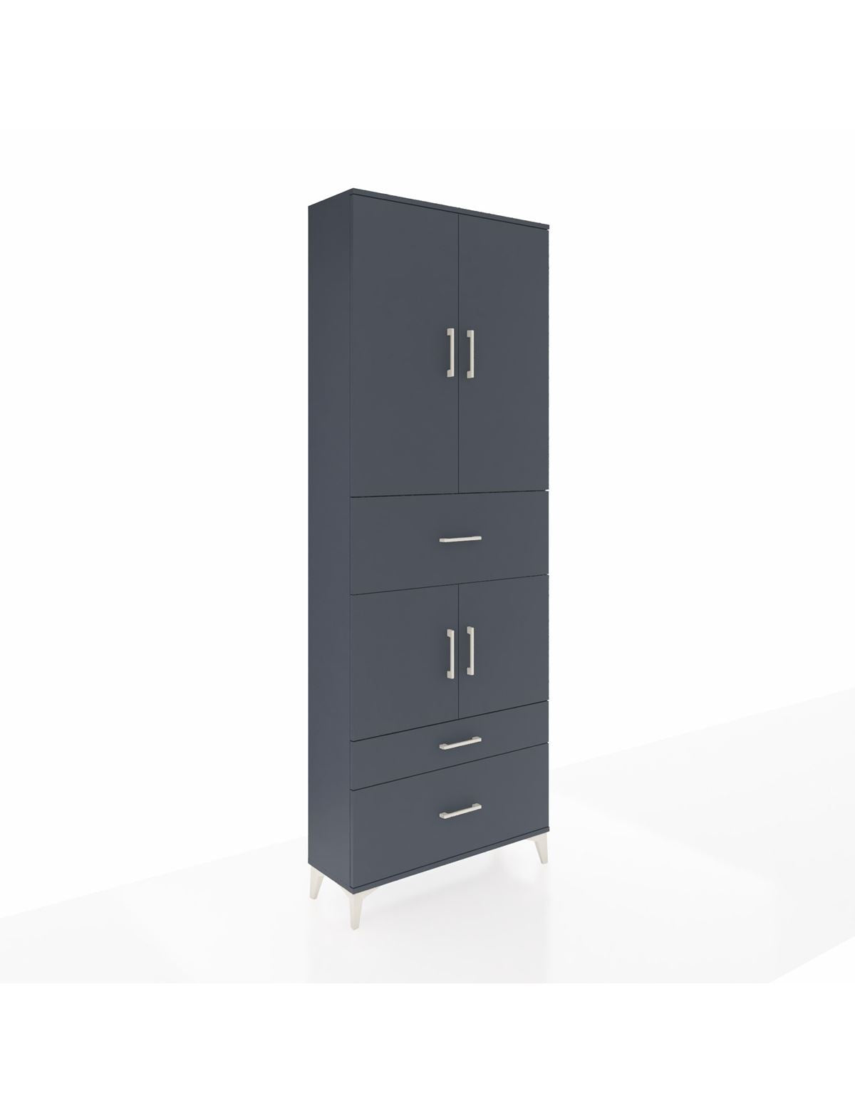 Arges Dolap 4 Raflı 3 Çekmeceli 4 Kapaklı 88x30x243 Antrasit-Antrasit