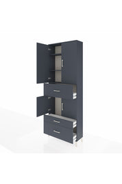 Arges Dolap 4 Raflı 3 Çekmeceli 4 Kapaklı 88x30x243 Antrasit-Antrasit