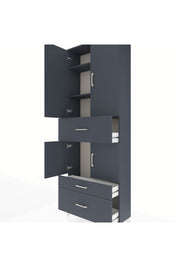 Arges Dolap 4 Raflı 3 Çekmeceli 4 Kapaklı 88x30x243 Antrasit-Antrasit