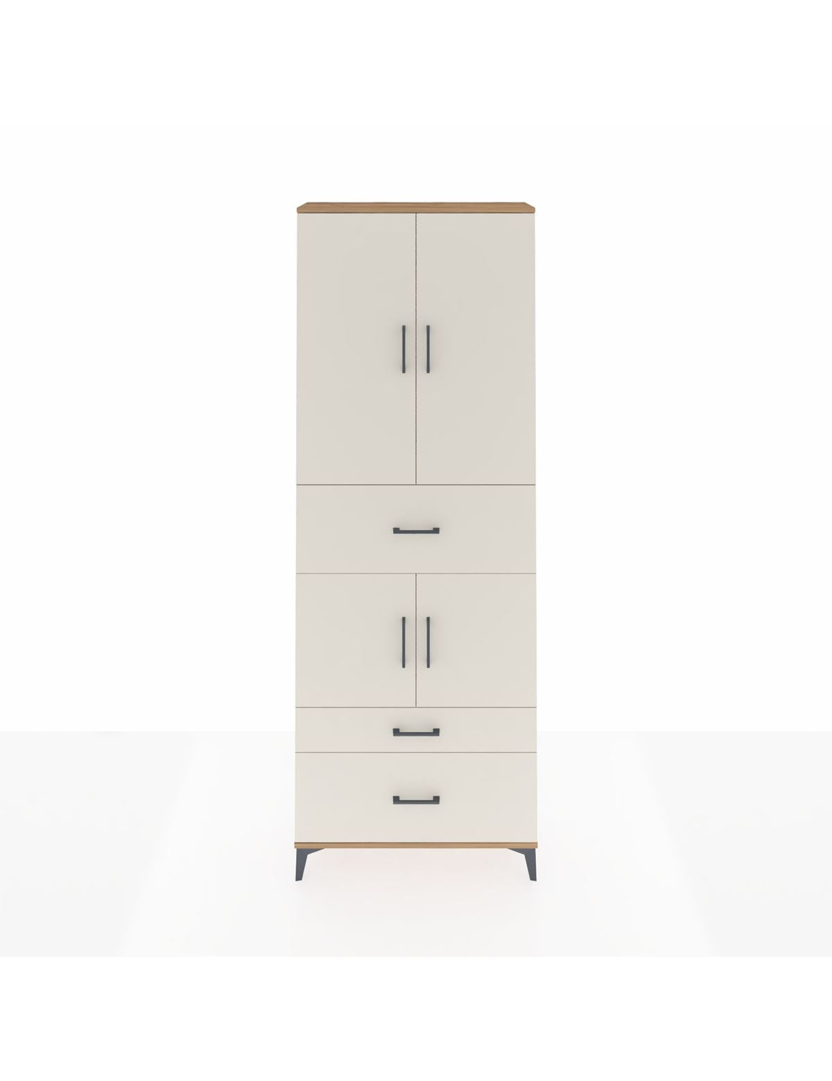 Arges Dolap 4 Raflı 3 Çekmeceli 4 Kapaklı 88x30x243 Çam-Aytaşı