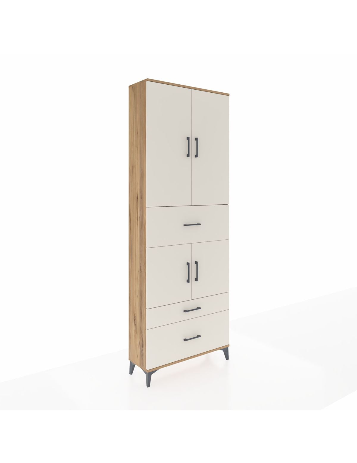 Arges Dolap 4 Raflı 3 Çekmeceli 4 Kapaklı 88x30x243 Çam-Aytaşı