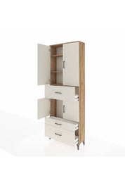 Arges Dolap 4 Raflı 3 Çekmeceli 4 Kapaklı 88x30x243 Çam-Aytaşı