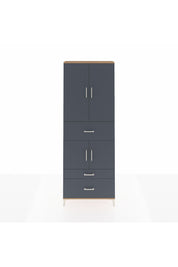 Arges Dolap 4 Raflı 3 Çekmeceli 4 Kapaklı 88x30x243 Çam-Antrasit