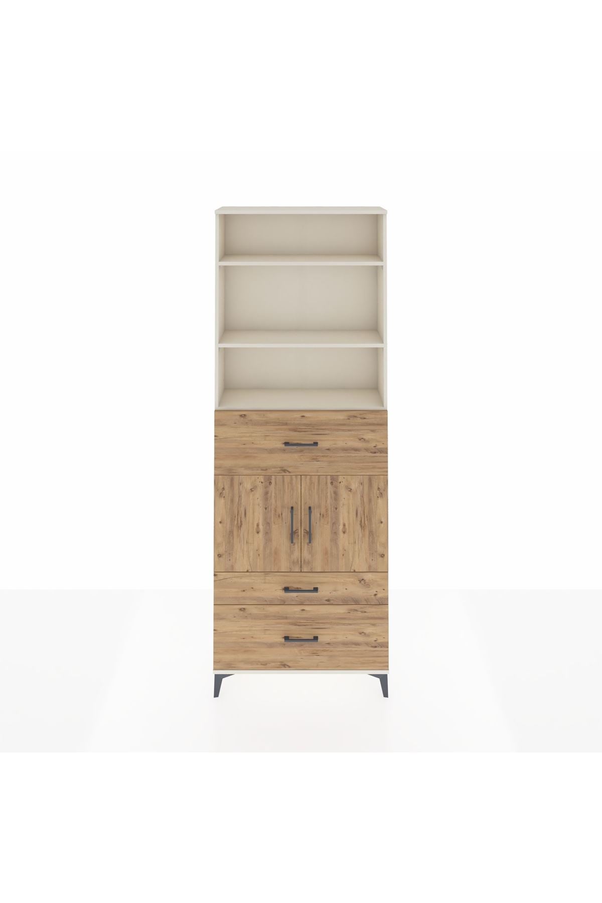 Arges Dolap 4 Raflı 3 Çekmeceli 2 Kapaklı 88x30x243 Aytaşı-Çam