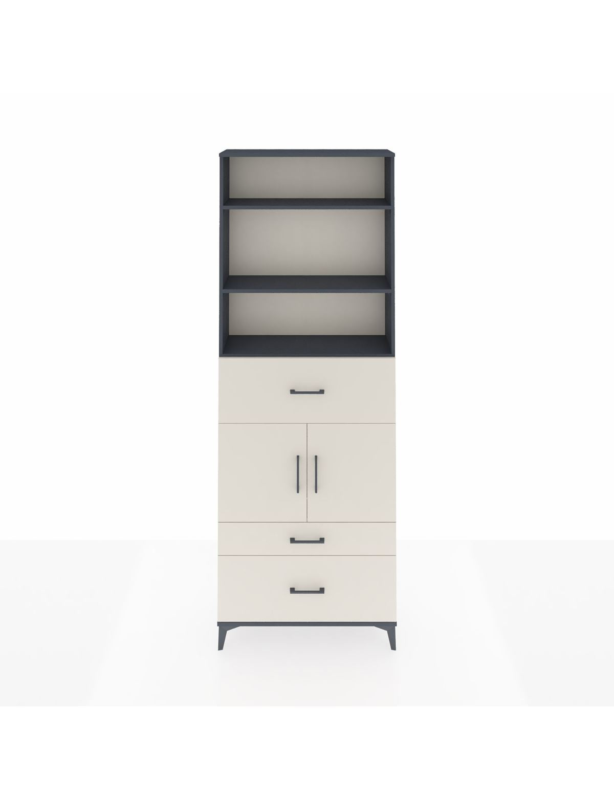 Arges Dolap 4 Raflı 3 Çekmeceli 2 Kapaklı 88x30x243 Antrasit-Aytaşı