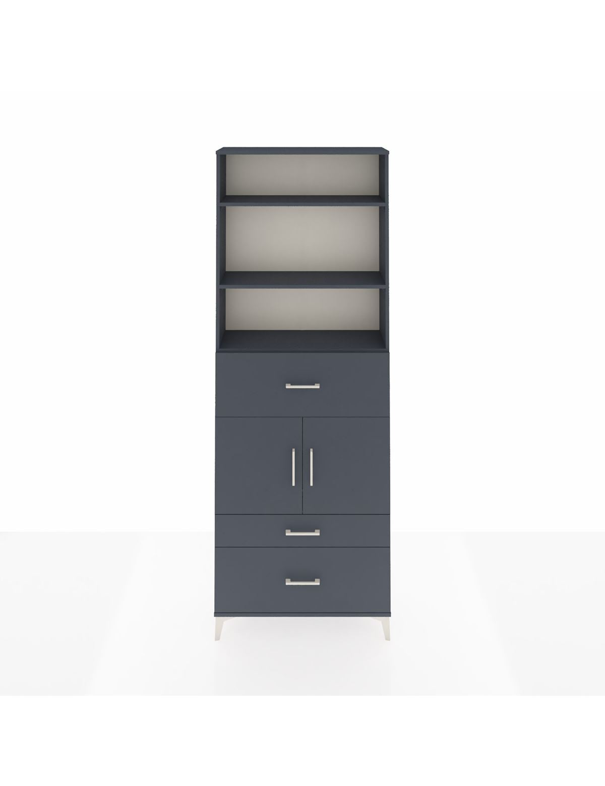 Arges Dolap 4 Raflı 3 Çekmeceli 2 Kapaklı 88x30x243 Antrasit-Antrasit