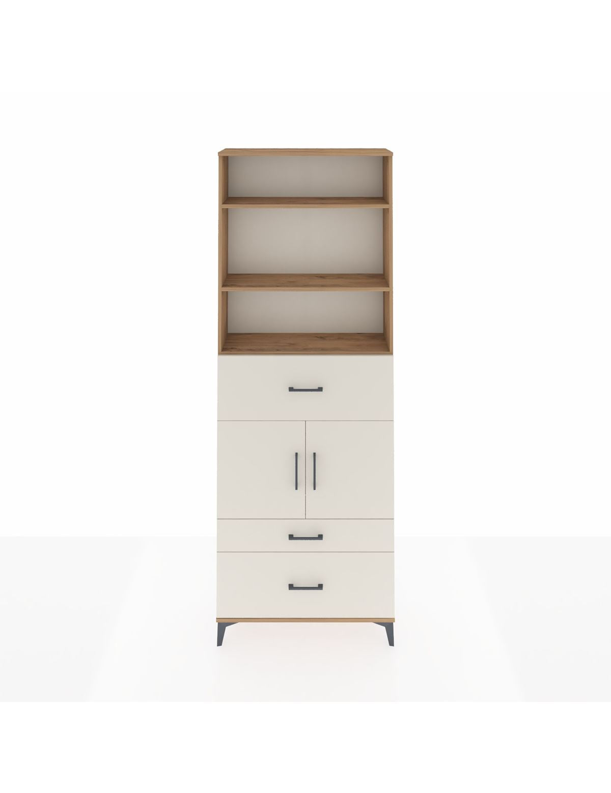 Arges Dolap 4 Raflı 3 Çekmeceli 2 Kapaklı 88x30x243 Çam-Aytaşı