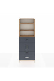 Arges Dolap 4 Raflı 3 Çekmeceli 2 Kapaklı 88x30x243 Çam-Antrasit