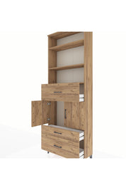 Arges Dolap 4 Raflı 3 Çekmeceli 2 Kapaklı 88x30x243 Çam-Çam