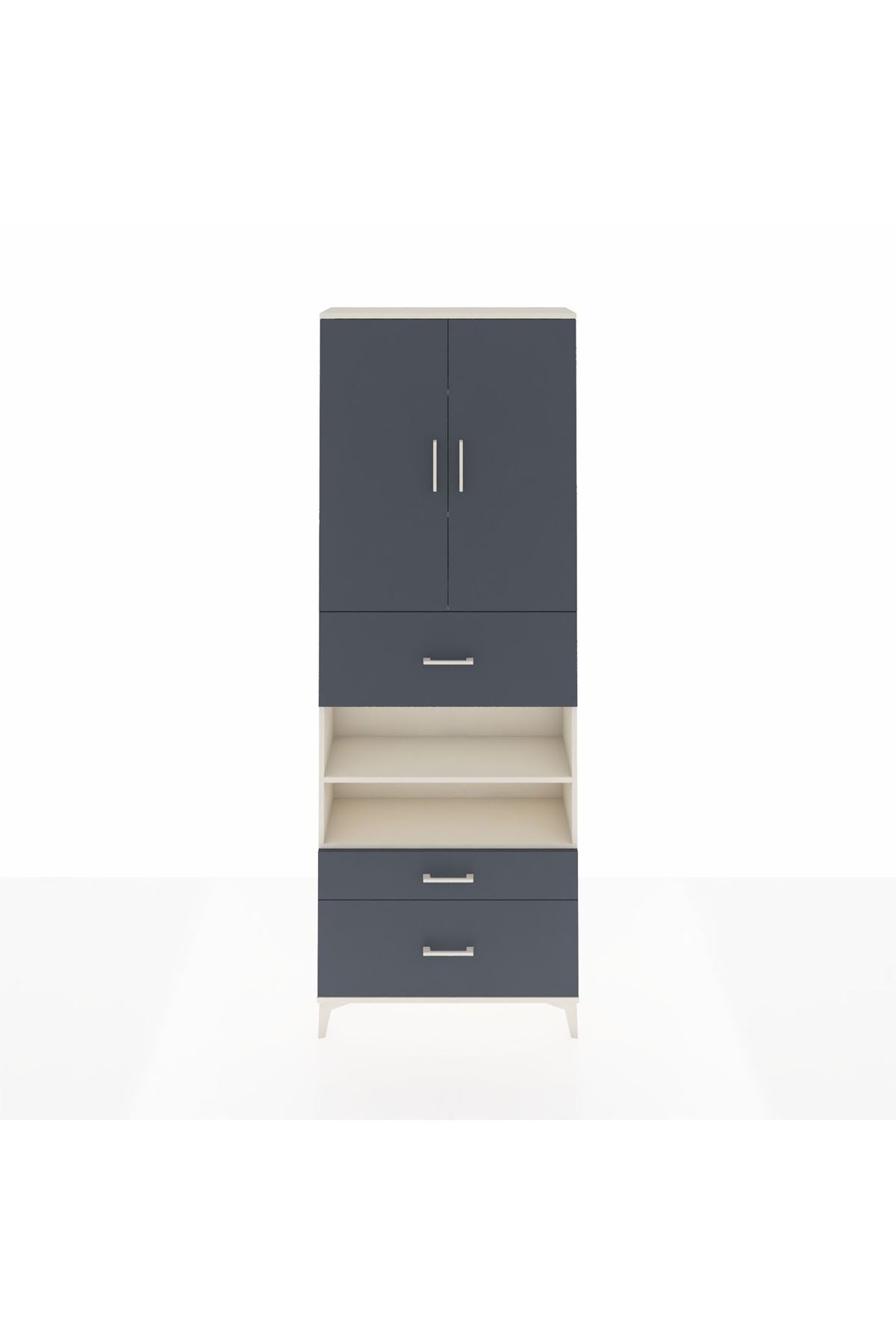 Arges Dolap 5 Raflı 3 Çekmeceli 2 Kapaklı 88x30x243 Aytaşı-Antrasit