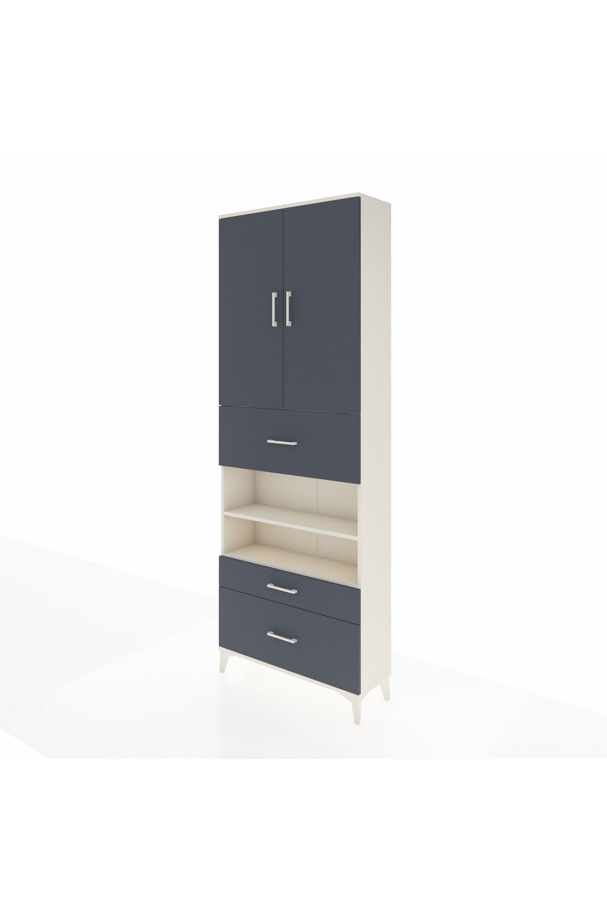 Arges Dolap 5 Raflı 3 Çekmeceli 2 Kapaklı 88x30x243 Aytaşı-Antrasit