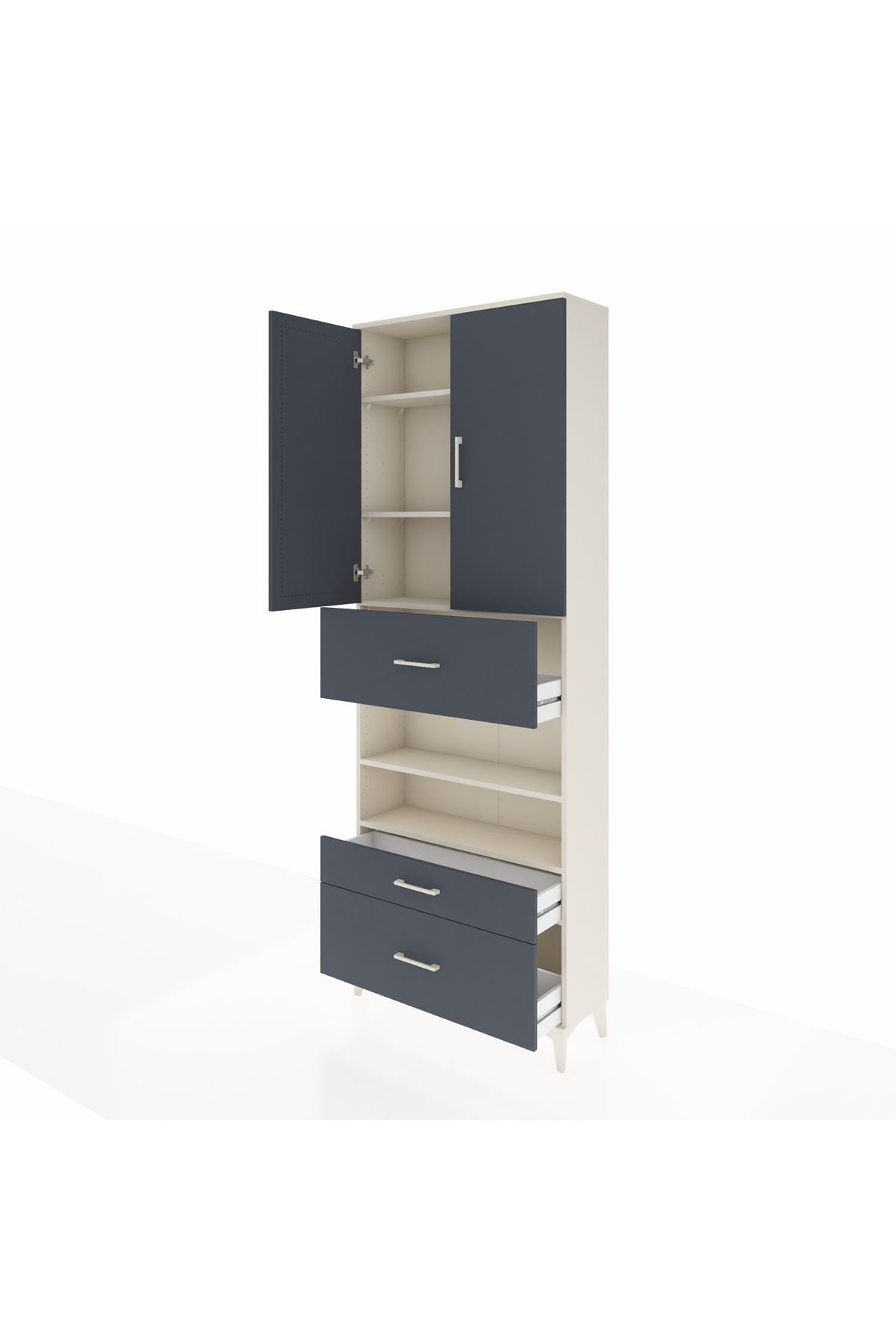 Arges Dolap 5 Raflı 3 Çekmeceli 2 Kapaklı 88x30x243 Aytaşı-Antrasit