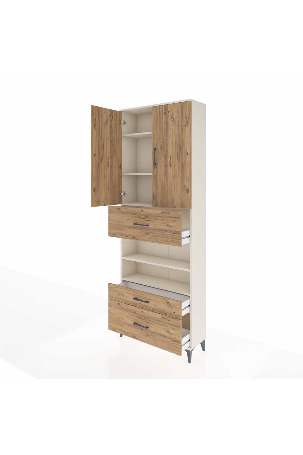 Arges Dolap 5 Raflı 3 Çekmeceli 2 Kapaklı 88x30x243 Aytaşı-Çam