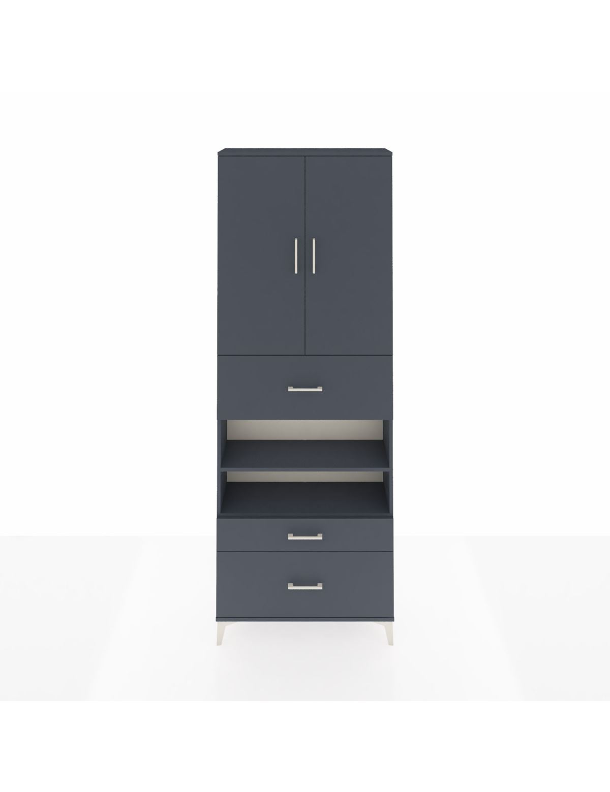 Arges Dolap 5 Raflı 3 Çekmeceli 2 Kapaklı 88x30x243 Antrasit-Antrasit