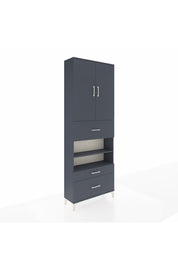 Arges Dolap 5 Raflı 3 Çekmeceli 2 Kapaklı 88x30x243 Antrasit-Antrasit