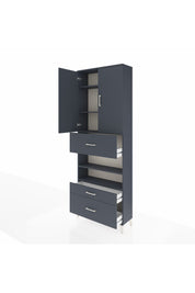 Arges Dolap 5 Raflı 3 Çekmeceli 2 Kapaklı 88x30x243 Antrasit-Antrasit