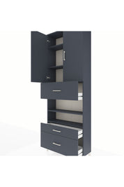 Arges Dolap 5 Raflı 3 Çekmeceli 2 Kapaklı 88x30x243 Antrasit-Antrasit