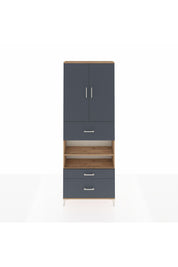 Arges Dolap 5 Raflı 3 Çekmeceli 2 Kapaklı 88x30x243 Çam-Antrasit
