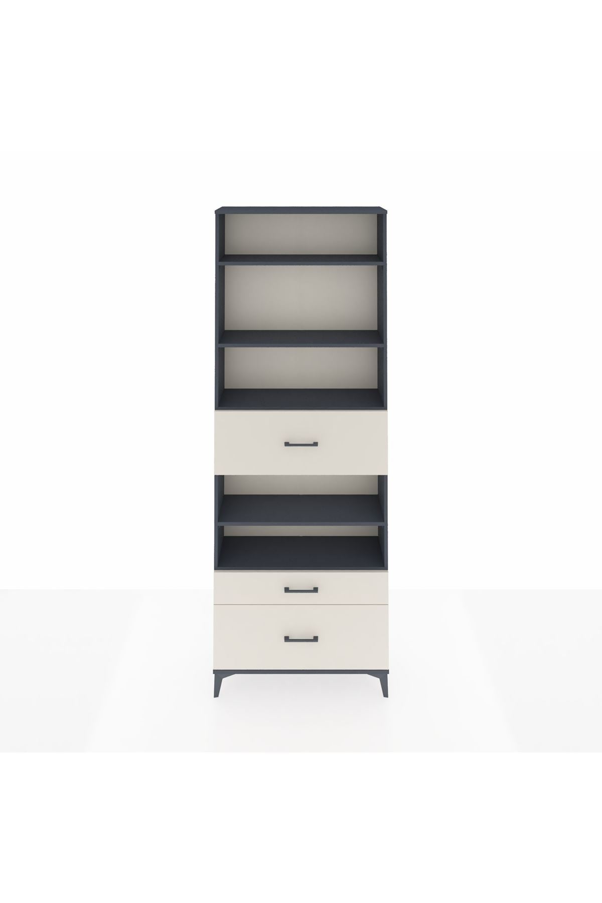 Arges Dolap 5 Raflı 3 Çekmeceli 88x30x243 Antrasit-Aytaşı