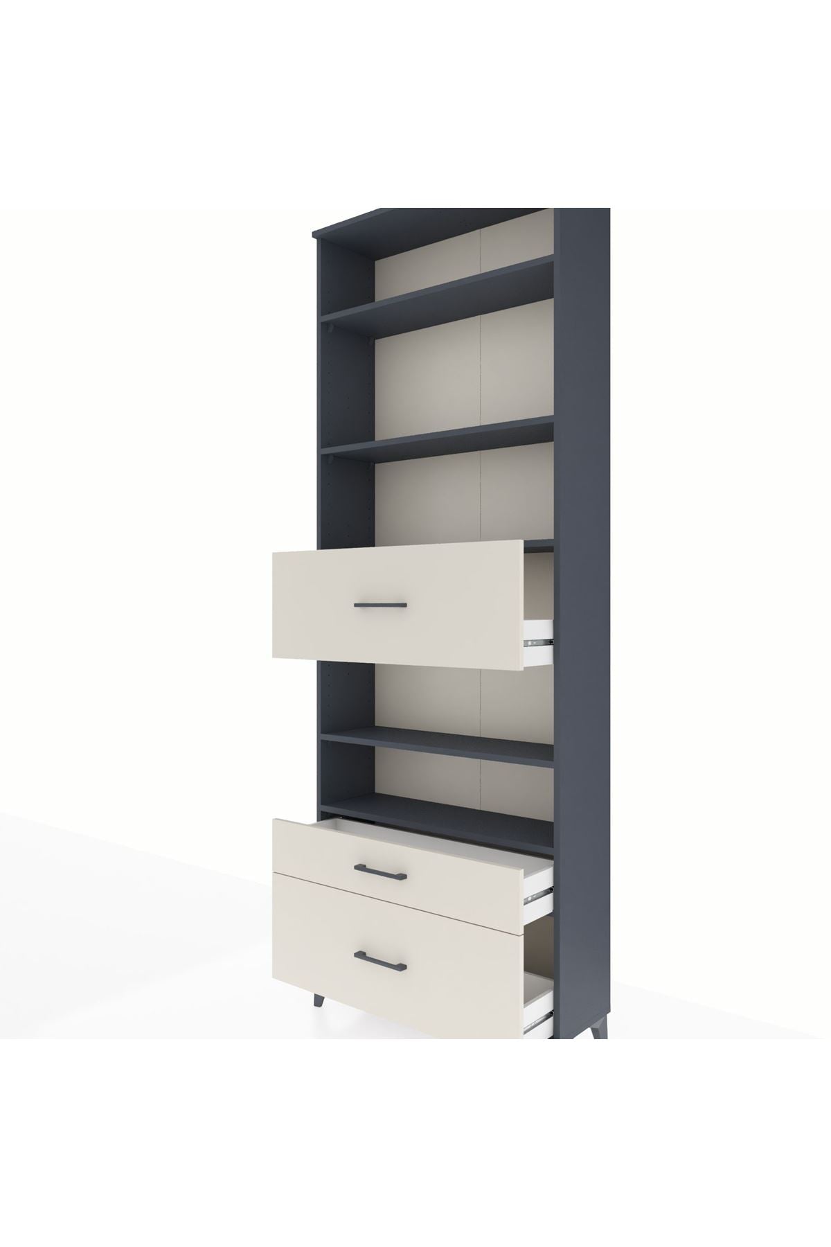 Arges Dolap 5 Raflı 3 Çekmeceli 88x30x243 Antrasit-Aytaşı