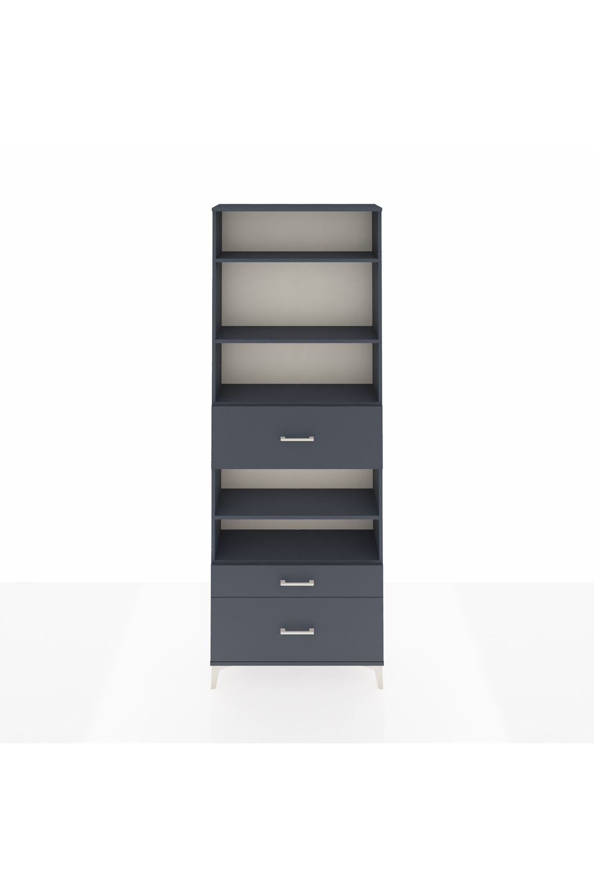 Arges Dolap 5 Raflı 3 Çekmeceli 88x30x243 Antrasit-Antrasit