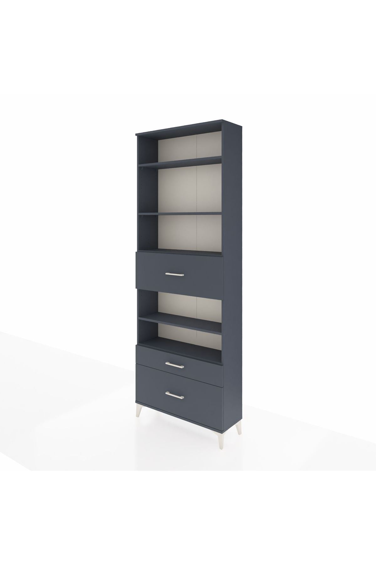 Arges Dolap 5 Raflı 3 Çekmeceli 88x30x243 Antrasit-Antrasit