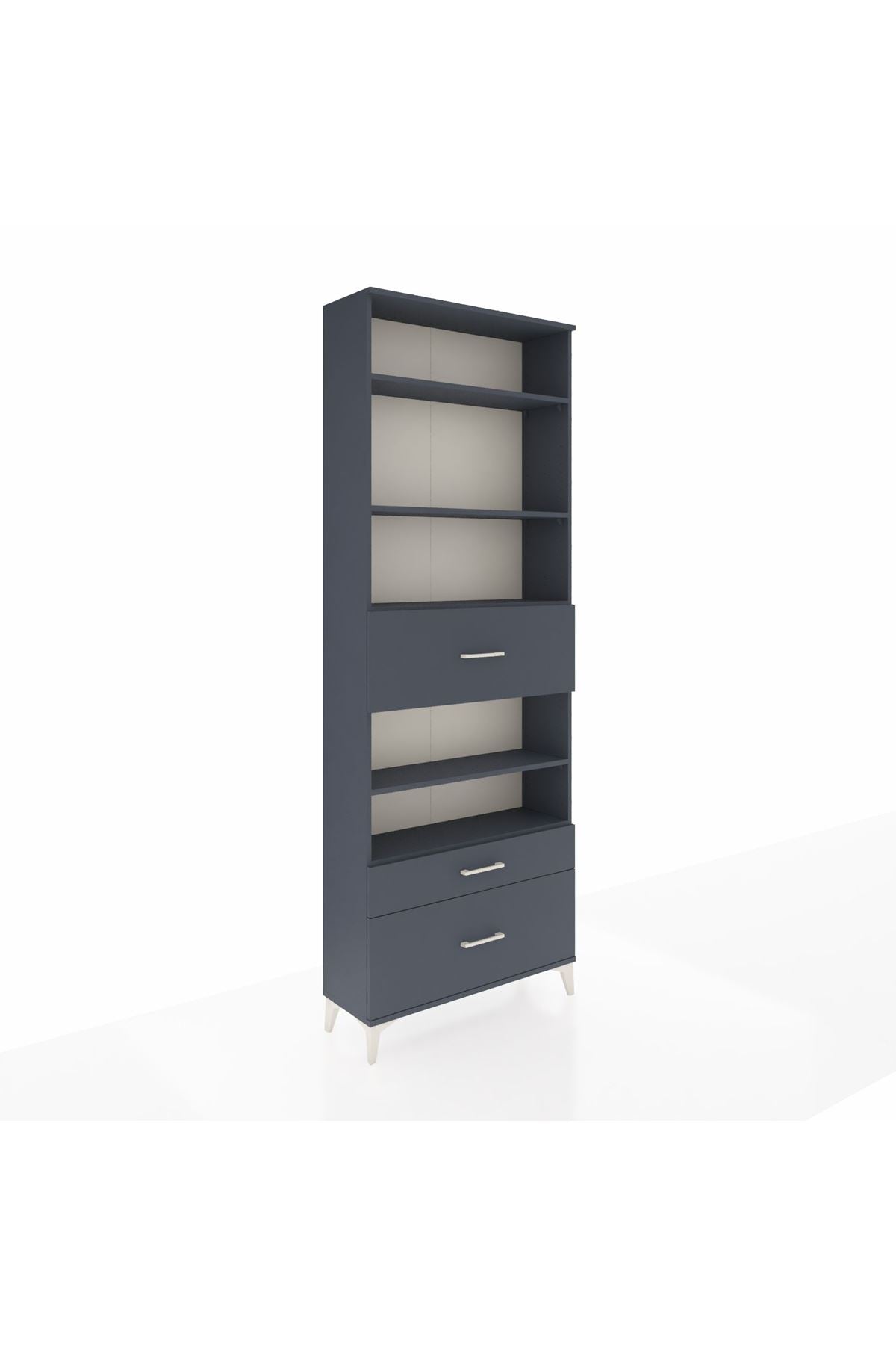 Arges Dolap 5 Raflı 3 Çekmeceli 88x30x243 Antrasit-Antrasit