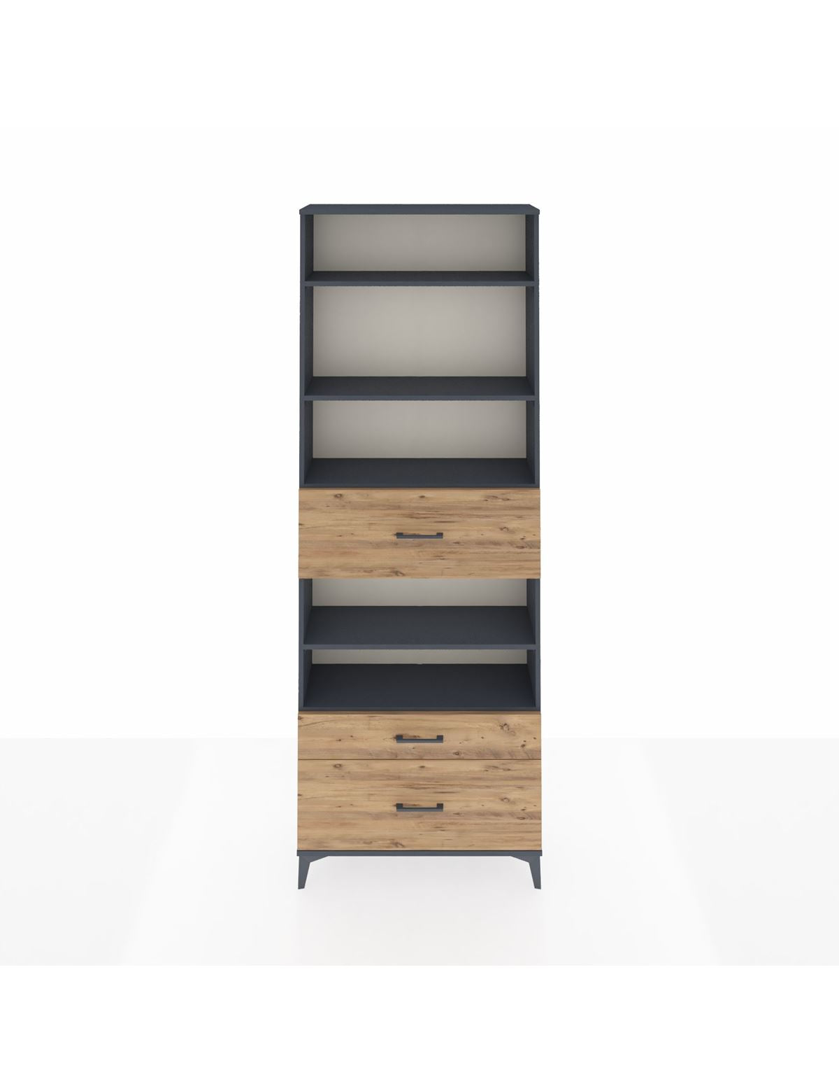 Arges Dolap 5 Raflı 3 Çekmeceli 88x30x243 Antrasit-Çam