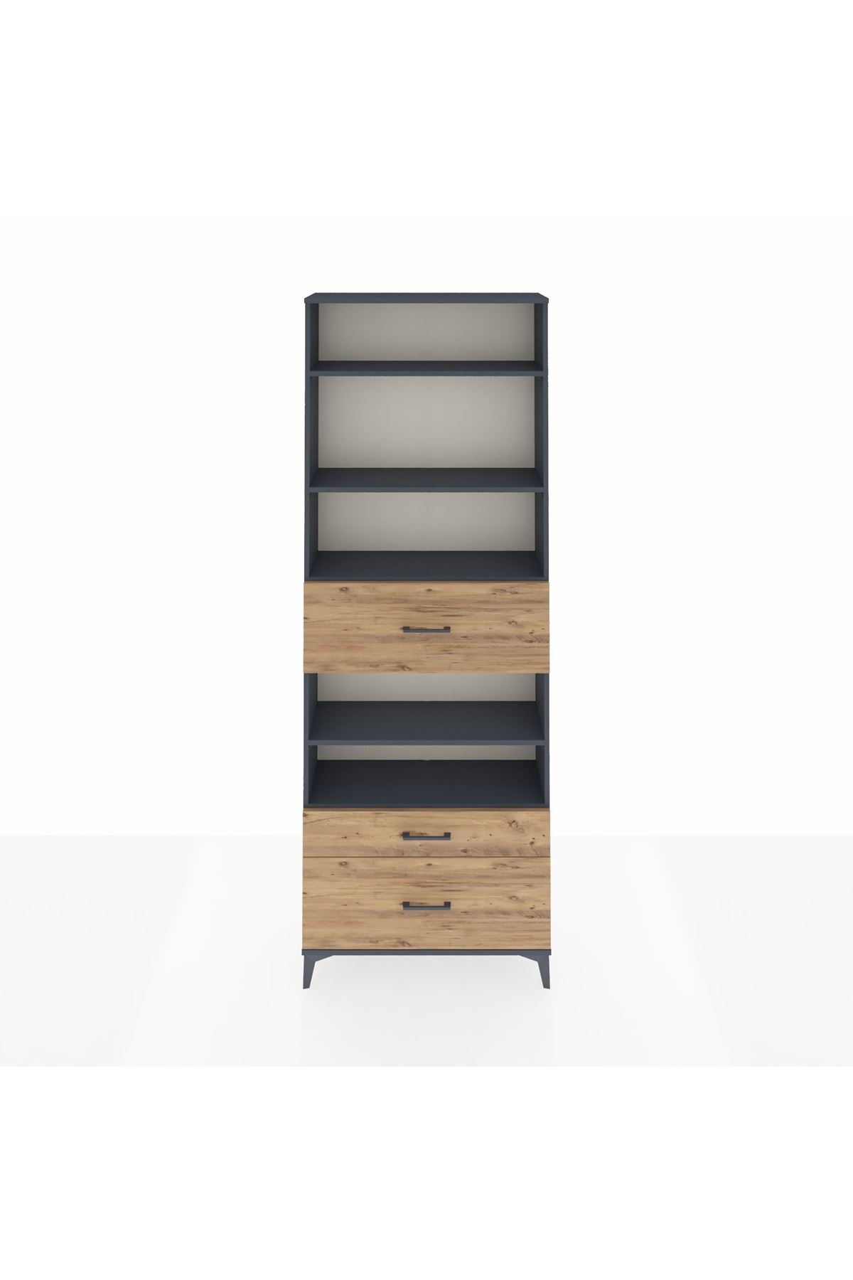 Arges Dolap 5 Raflı 3 Çekmeceli 88x30x243 Antrasit-Çam