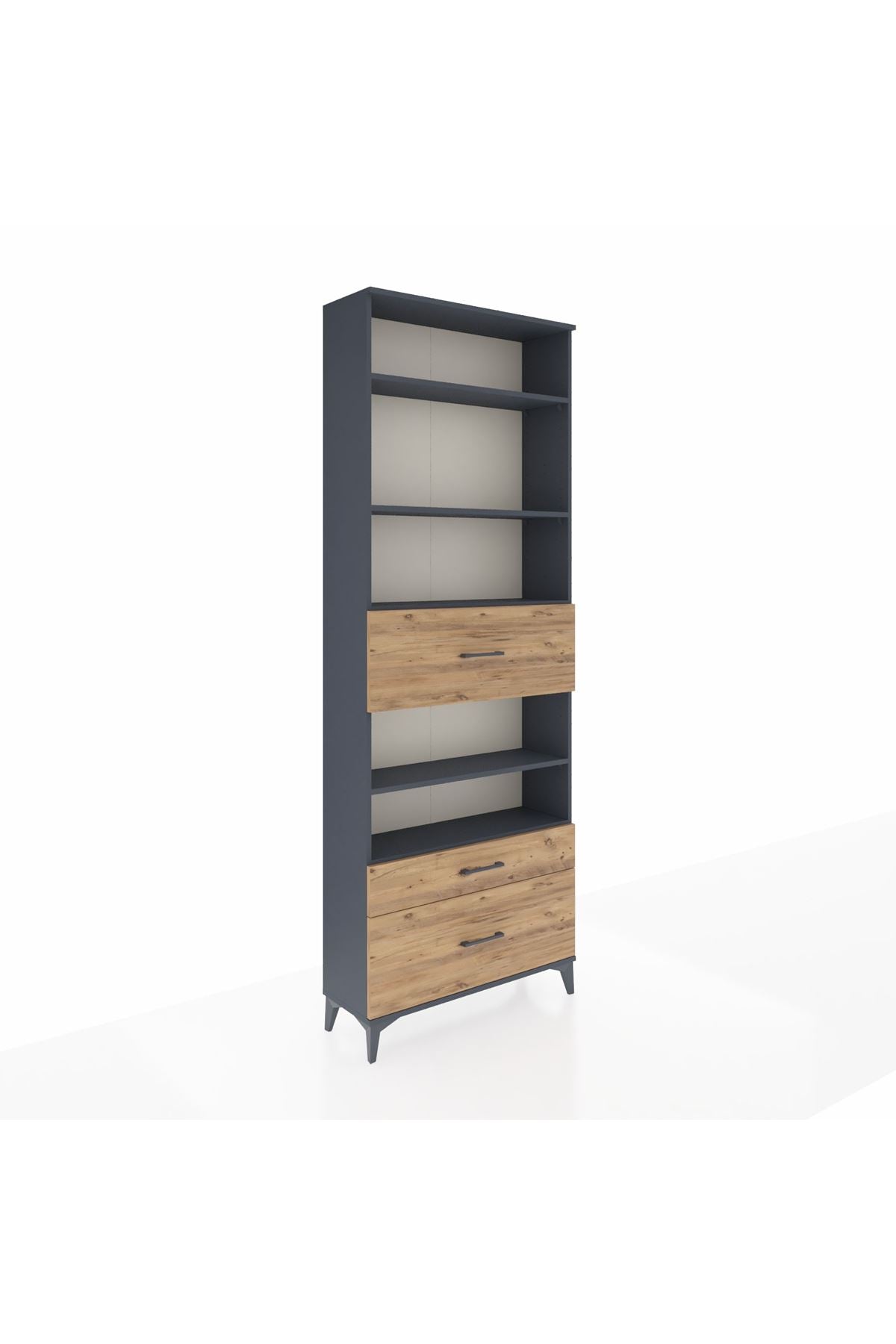 Arges Dolap 5 Raflı 3 Çekmeceli 88x30x243 Antrasit-Çam